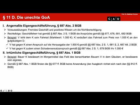Examenskurs Schuldrecht BT – Folge 23 (Unechte GoA; Bereicherungsrecht: Leistungskondiktion)