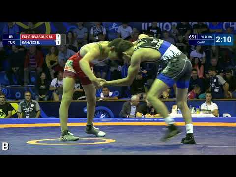 Qual. FS - 61 kg: M. ESHGHIVASOUK (IRI) v. E. KAHVECI (TUR)