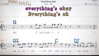 Everything OKAY/Lenka💋노래방, 통기타 , 코드 큰악보,  가라오케, 반주💖Karaoke, Sheet Music, Chord, MR