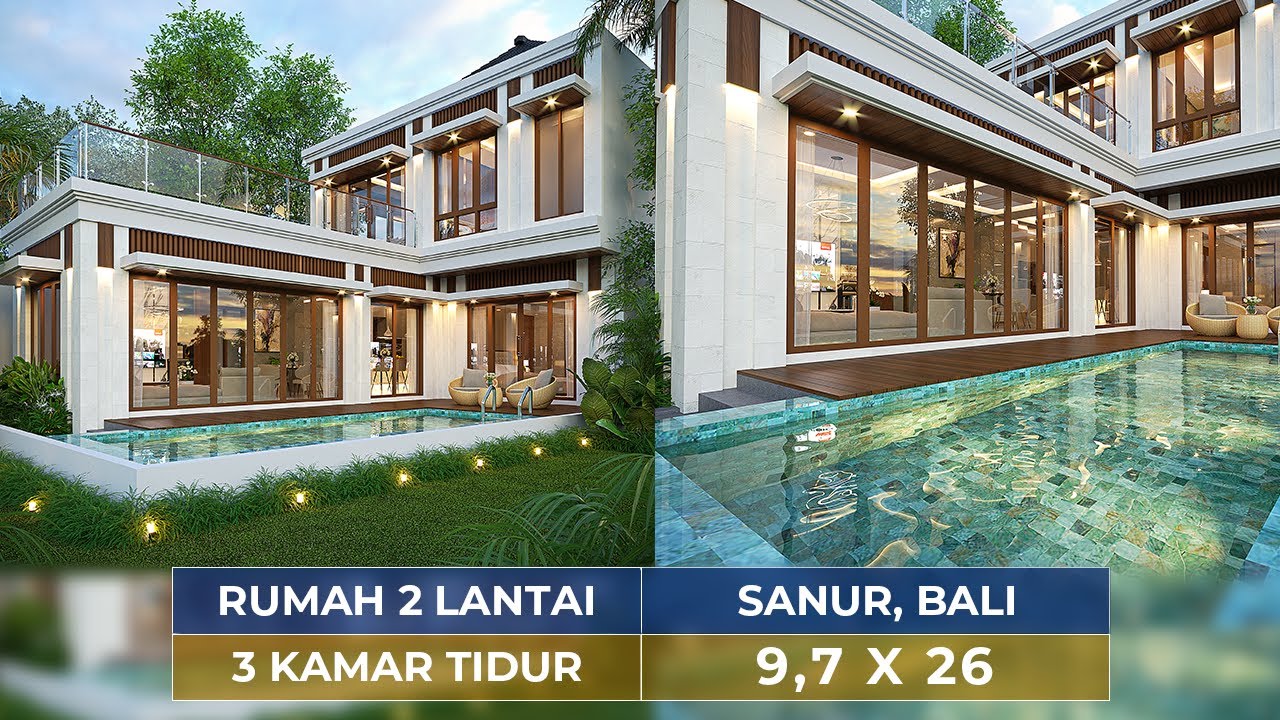 Video 3D Desain Rumah Villa Bali Modern 2 Lantai Bapak KTS  1502