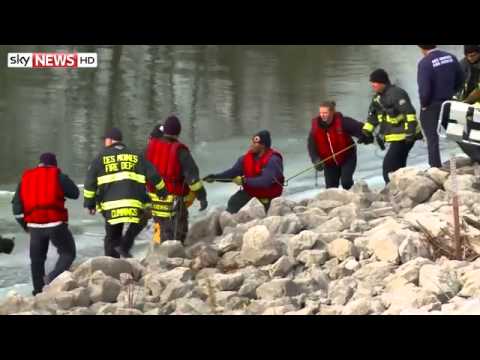 Rescuer Falls Through Ice As Man Is Pulled From Frozen River