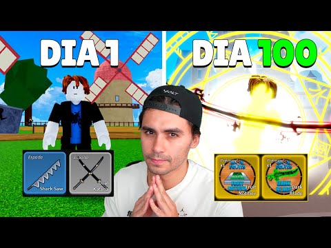 100 DIAS EM UMA CONTA INICIANTE no Blox Fruits