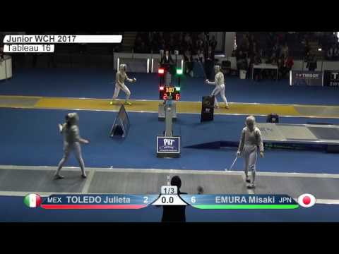 FE W S Individual Juniors Plovdiv BUL World Championships 2017 T16 06 blue TOLEDO MEX vs EMURA JPN