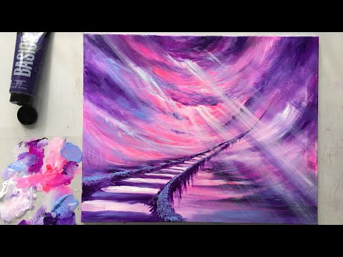 How To Paint A Stairway To Heaven,  Acrylic Painting /No Talking