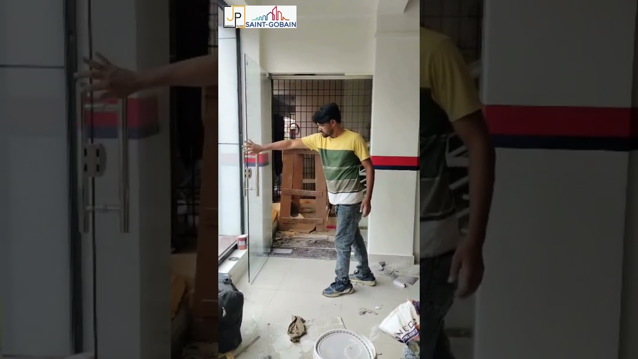 Saint-Gobain Toughened Glass Door Installation in Yaraganahalli, Mysore | JP Safety Glass