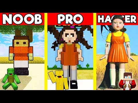 SQUID GAME DOLL Build Battle In Minecraft - NOOB VS PRO CHALLENGE - Maizen Mizen Mazien Parody