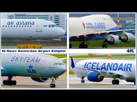 10 Hours Huge Aircrafts at AMS Plane Spotting - 4K