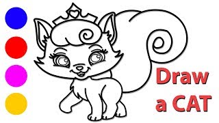 How to draw a Cat coloring pages  Draw a Cat step by step for kids
