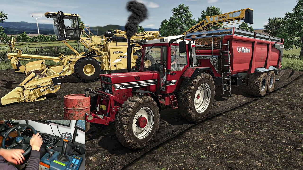 Insane Engine Sound on IH 1056XL with Heavy trailer | FS25 Hori Steering Wheel gameplay