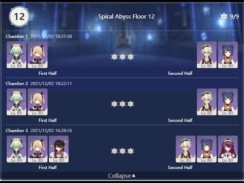 Genshin Impact Spiral Abyss 2.3 F2P Floor 12 - Duo progress 211203 - 4/4/6 4* characters only