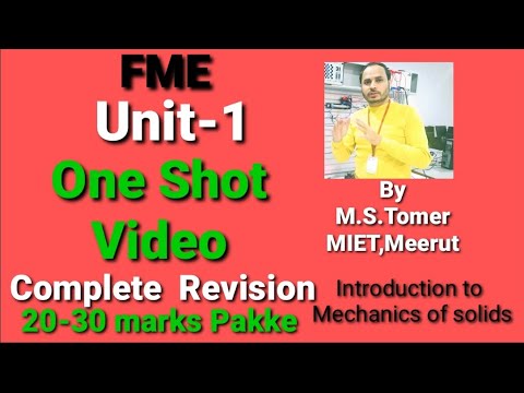 Unit -1 || One Shot  Video II Introduction to Mechanics of Solid