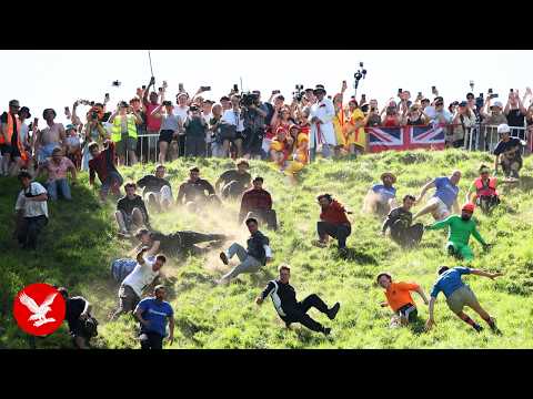 German YouTuber beats world record-holder in chaotic cheese rolling race