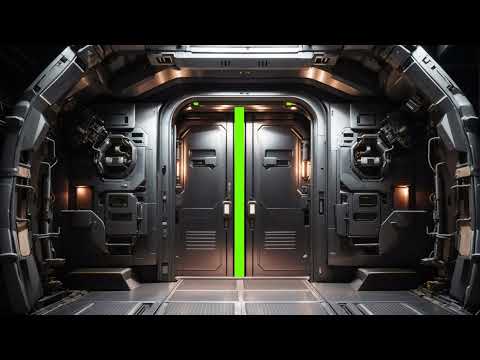 Spaceship door opening & closing - Green screen royalty free