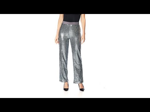 Joan Boyce Sequin Mesh Flare Leg Pant