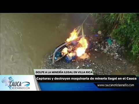 Golpe a la minería ilegal en Villa Rica: incautan maquinaria y capturan a tres personas
