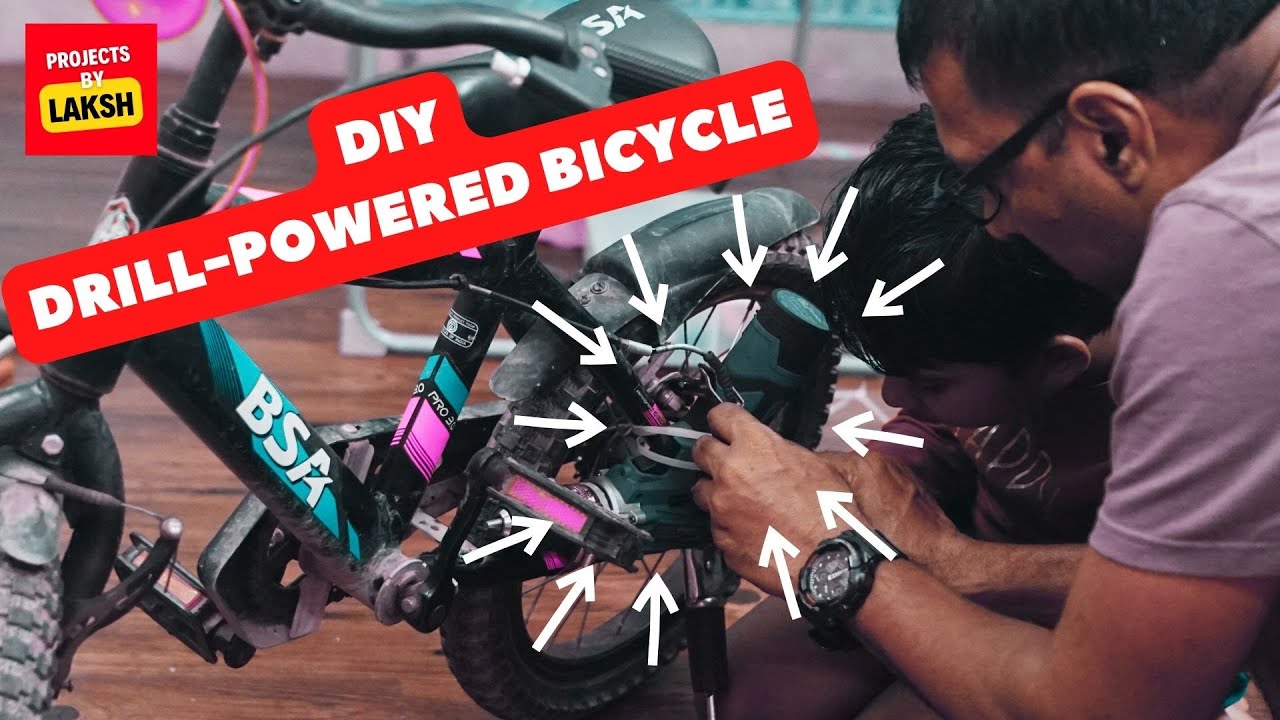 6 yo making a DIY cordless, drill-powered bicycle