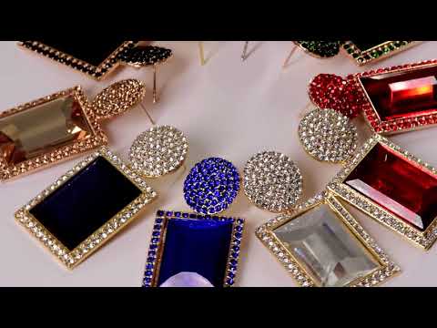Crystal Geometric Metal Earrings Jewelry Gift For Women High-Quality Clear Pure Stone Earring Accessories