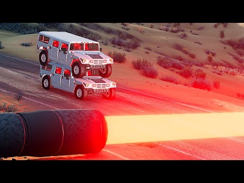 Cars vs Giant Lasers - BeamNG.drive