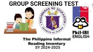 PHIL-IRI IN ENGLISH/GROUP SCREENINGS TEST/Ariel's Channel