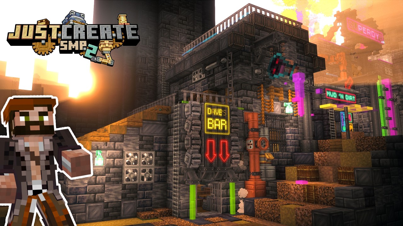 I built a CYBERPUNK tavern in Foxy's base! Minecraft Create Mod
