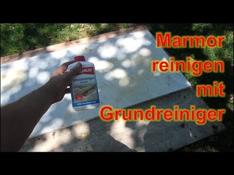 Marmor Steinplatte reinigen mit Grundreiniger von Mellerud