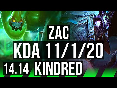 ZAC vs KINDRED (JGL) | 11/1/20, Rank 6 Zac, Legendary, 500+ games | EUW Challenger | 14.14