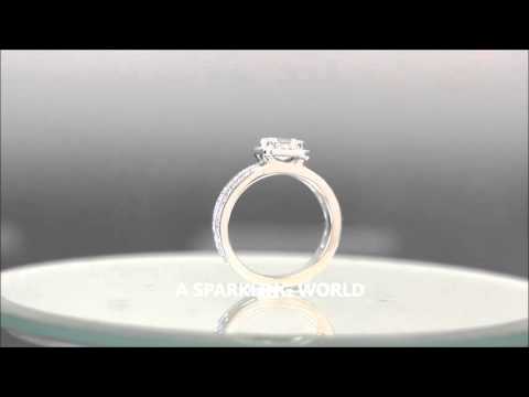 14k White Gold Asscher Cut Diamond Engagement Ring Halo Deco Split Shank 1.55ctw - ASW - 789N