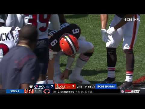 Baker Mayfield Tries to Make Tackle & Injures Shoulder | Browns vs Texans