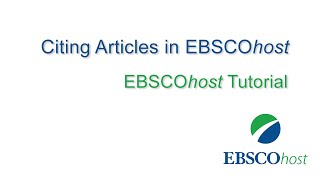 Film: Citing Articles on EBSCOhost 