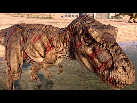 2 Tyrannosaurus Rex Vs 2 Acrocanthosaurus - BATTLE ROYALE - Jurassic World Evolution 2