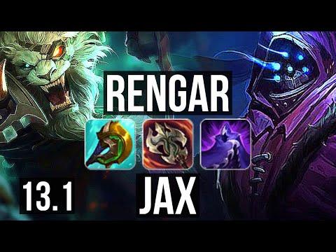 RENGAR vs JAX (TOP) | 3.2M mastery, 7 solo kills, 900+ games, 13/2/3, Godlike | KR Master | 13.1