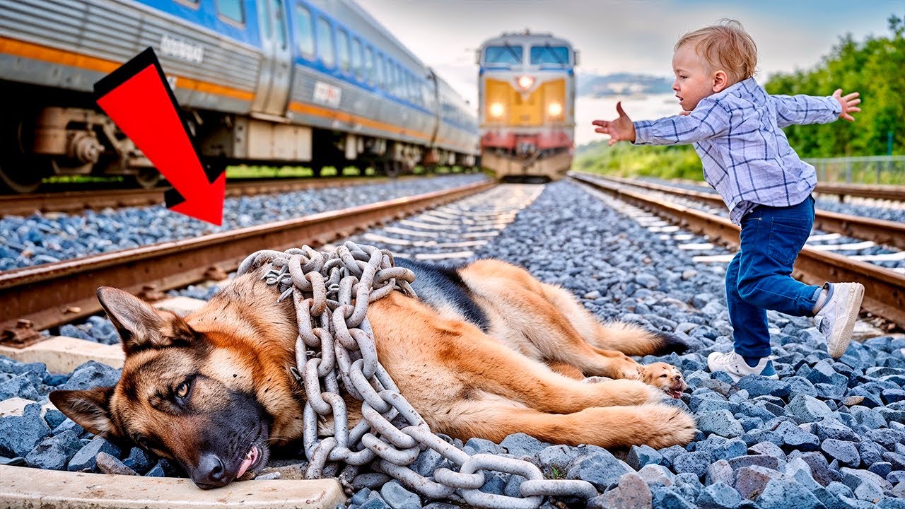 PASTOR ALEMÁN Atado a la Vía del Tren: ¡LA ACCIÓN del BEBÉ Conmovió a Todos! ​​
