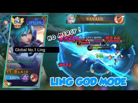 SAVAGE ! LING GOD MODE DESTROY ALL ENEMY ! NO MERCY ! TOP GLOBAL  LING GAMEPLAY - MOBILE LEGENDS