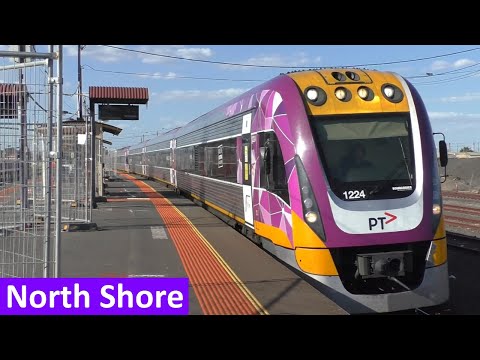 V/Line Passenger Trains at North Shore during Peak Hour - Victorian Transport