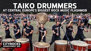Taiko drummers at Central Europe's biggest rock music flashmob - @CITYROCKS Hungary (400 musicians)