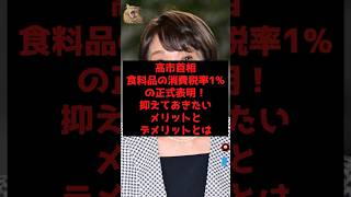 【速報】高市首相、食料品の消費税率1%の正式表明！抑えておきたいメリットとデメリットとは
