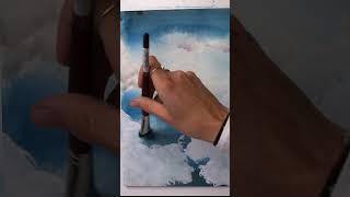 Learn to Paint Clouds Like This — Tutorial Linked Below ☁️🖌️ #watercolorclouds #cloudpainting #art