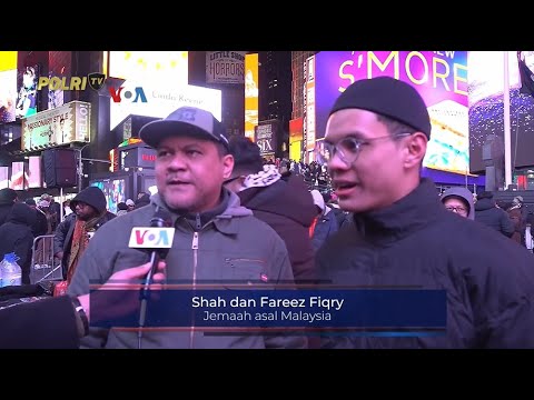 VOA - TARAWIH DI TIMES SQUARE, IBADAH DI ANTARA JUMBOTRON DAN SUHU DINGIN -2C
