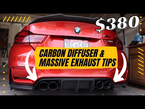 BMW M4 F82 Carbon Fiber Diffuser & Massive Exhaust Tips Install | Rear End Transformation