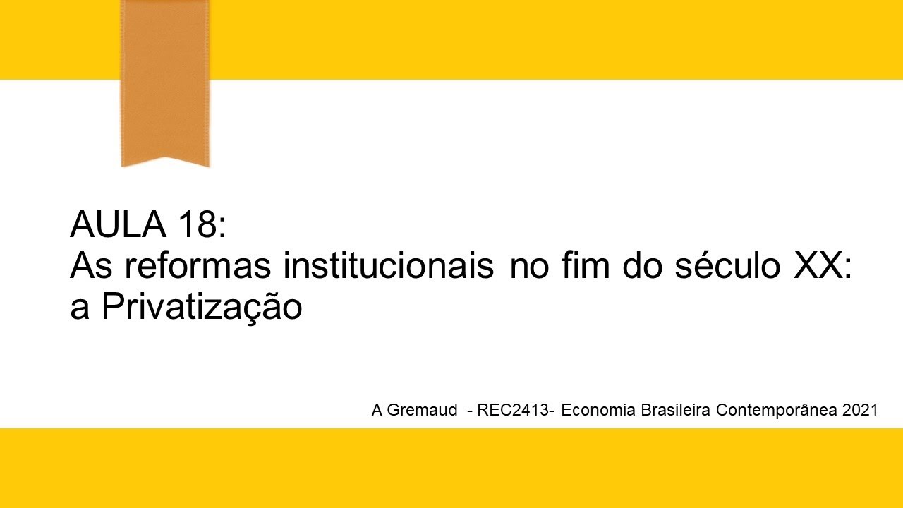 aula 18 economia brasileira contemporânea 2021 Privatizações