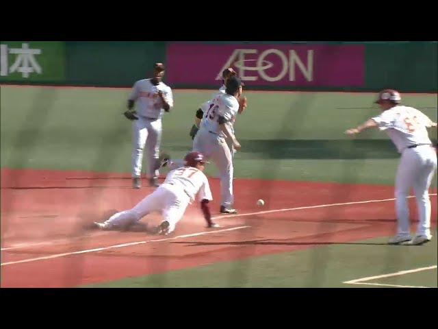 7回裏 イーグルス・嶋 エラーを誘う気迫のヘッドスライディング!!  2014/6/14 E-G