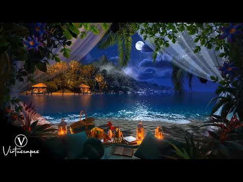 Emerald Isles - Tropical Night Ambience | Beach, Ocean Waves & Exotic Nature Sounds