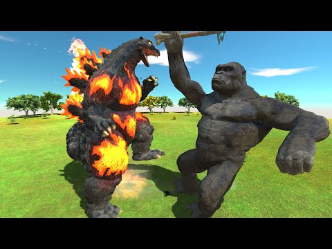 War Between Super Beasts Godzilla Burning vs King Kong - Animal Revolt Battle Simulator