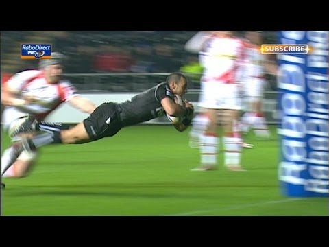 Smart Kahn Fotuali'i takes quick tap for a try - Ospreys v Dragons 22nd March 2013