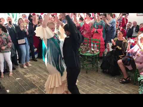 Baile Sevillanas jurado concurso Feria 22. Juanjo Díaz, Rosa Domínguez.  Sevilla