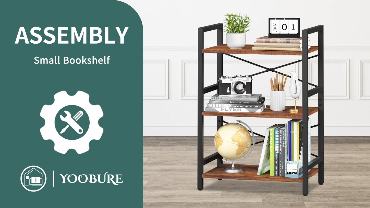 🛠️Yoobure Bookshelf Small Book Shelf Floor Standing Bookcase for CDs/Movies/Books Assembly Video