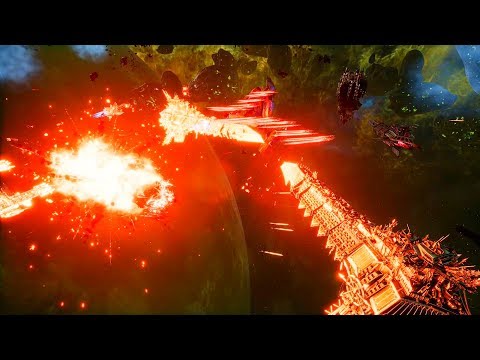 Space Marines vs Chaos! - Massive Battle, Skirmish Gameplay, Battlefleet Gothic Armada 2