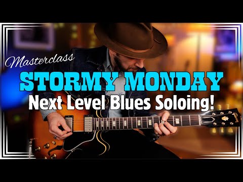 Stormy Monday; Blues soloing tutorial! Pentatonics, Triads & Jazzy chord licks guitar lesson!