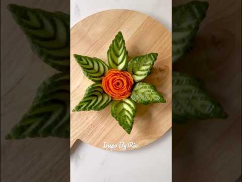 How to make Cucumber Leaves🥒 🌿 #foodstyling #foodart #fooddecoration #shorts #carving