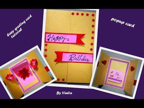 EASY GREETING CARD TUTORIAL BY VINITA | DIY BIRTHDAY GREETING CARD| POP UP CARD|